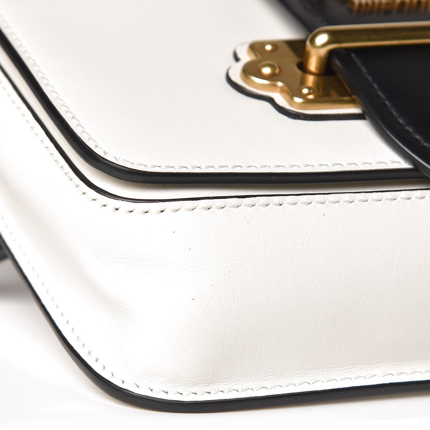 Prada Saffiano City Calf Cahier Belt Bag White Black 8 of 10
