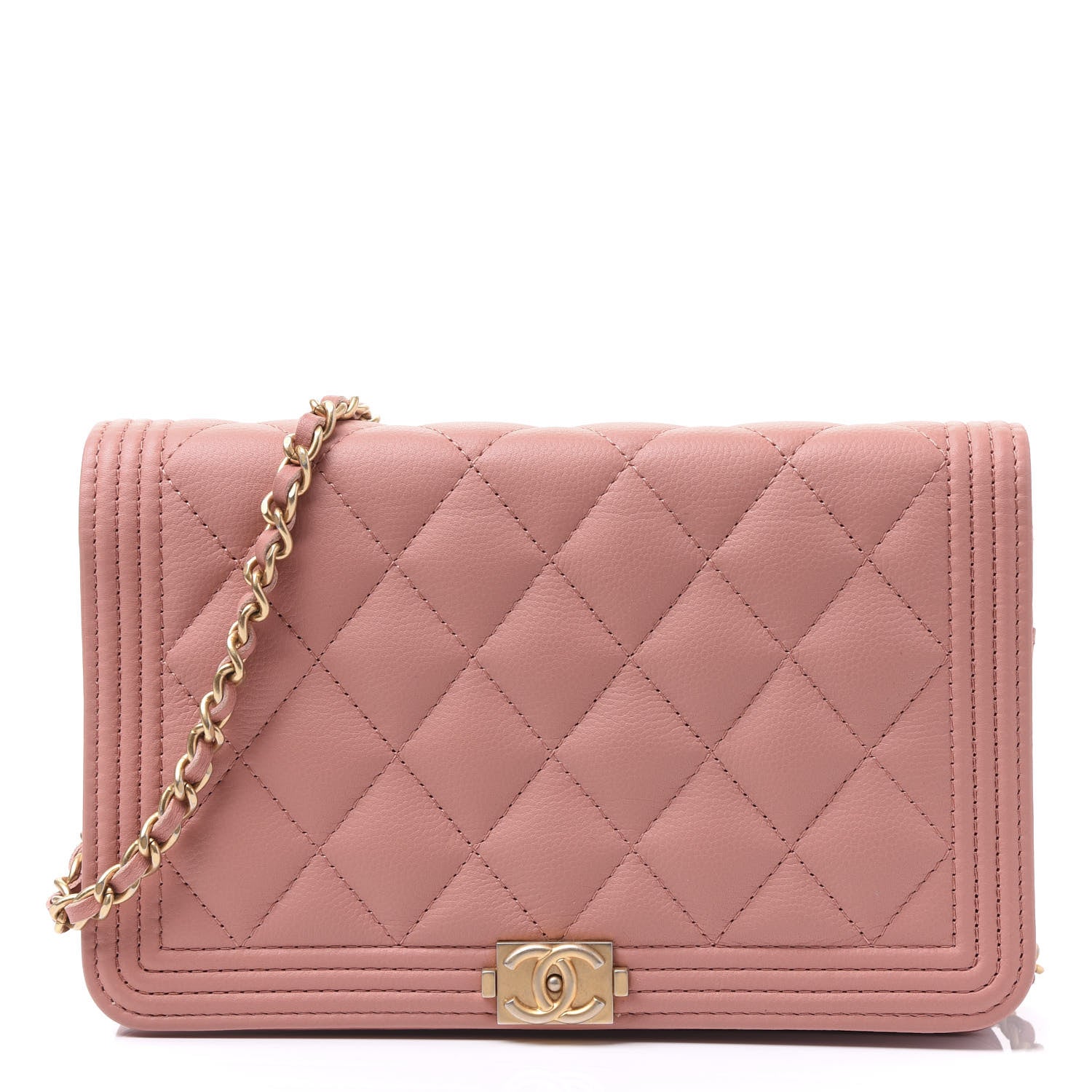 Chanel Caviar Quilted Boy Wallet On Chain WOC Light Pink 1 of 11