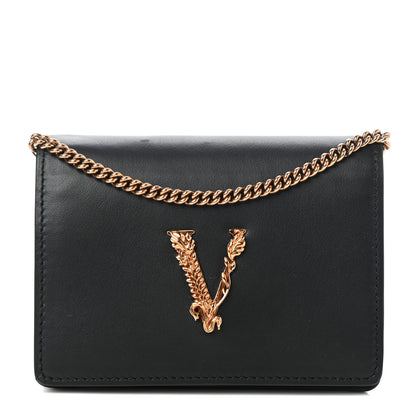 Versace Vitello Mini Virtus Chain Clutch Black 1 of 8
