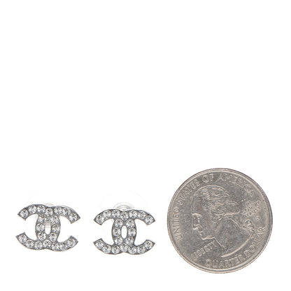 Chanel Crystal Timeless CC Earrings Silver 2 of 4