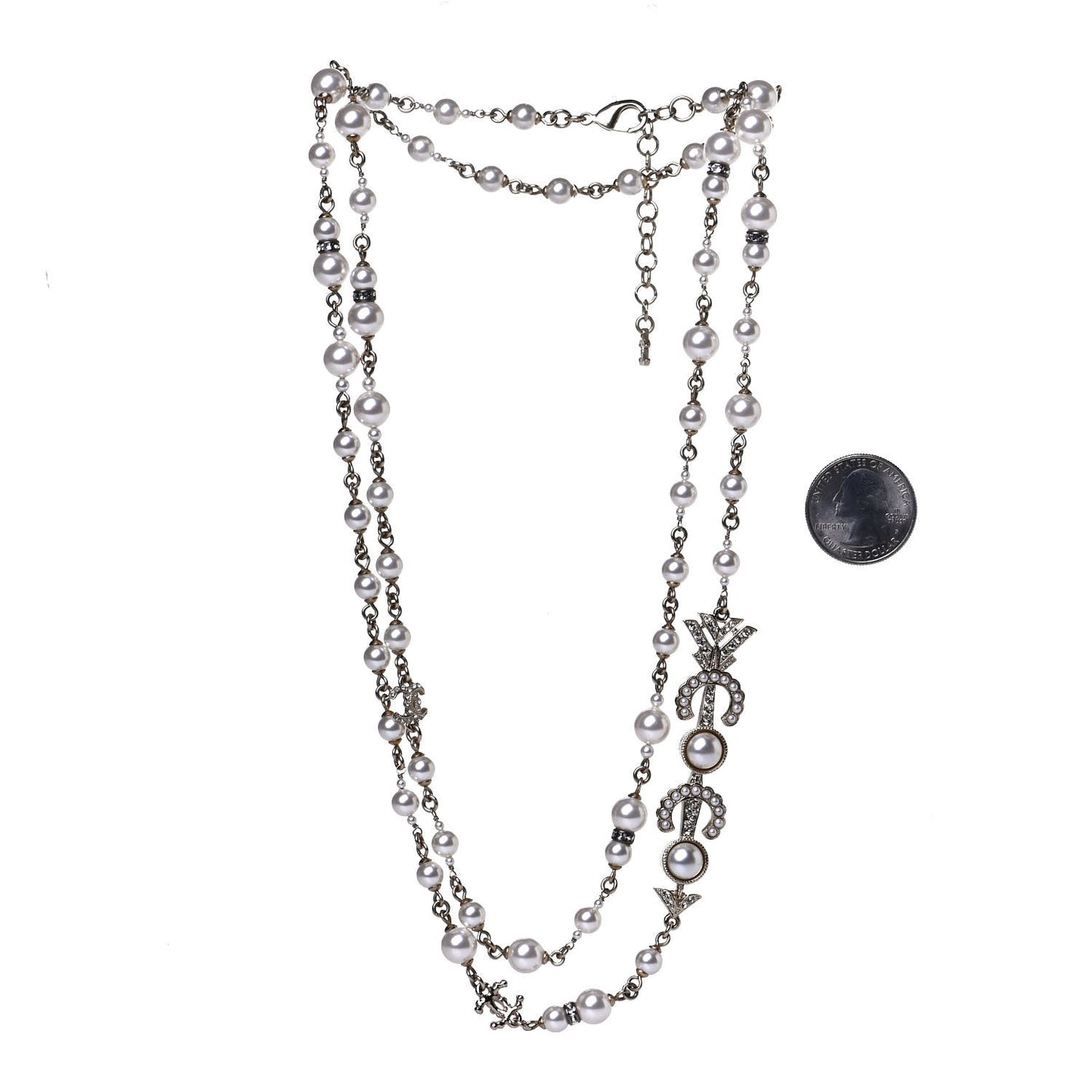 Pearl Crystal Queen of France Multi Strand Necklace Gold