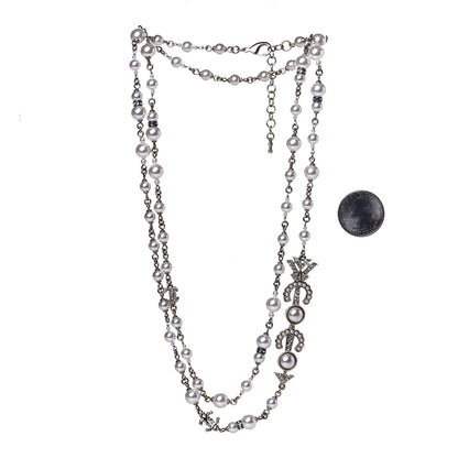 Chanel Pearl Crystal Queen of France Multi Strand Necklace Gold 2 of 5