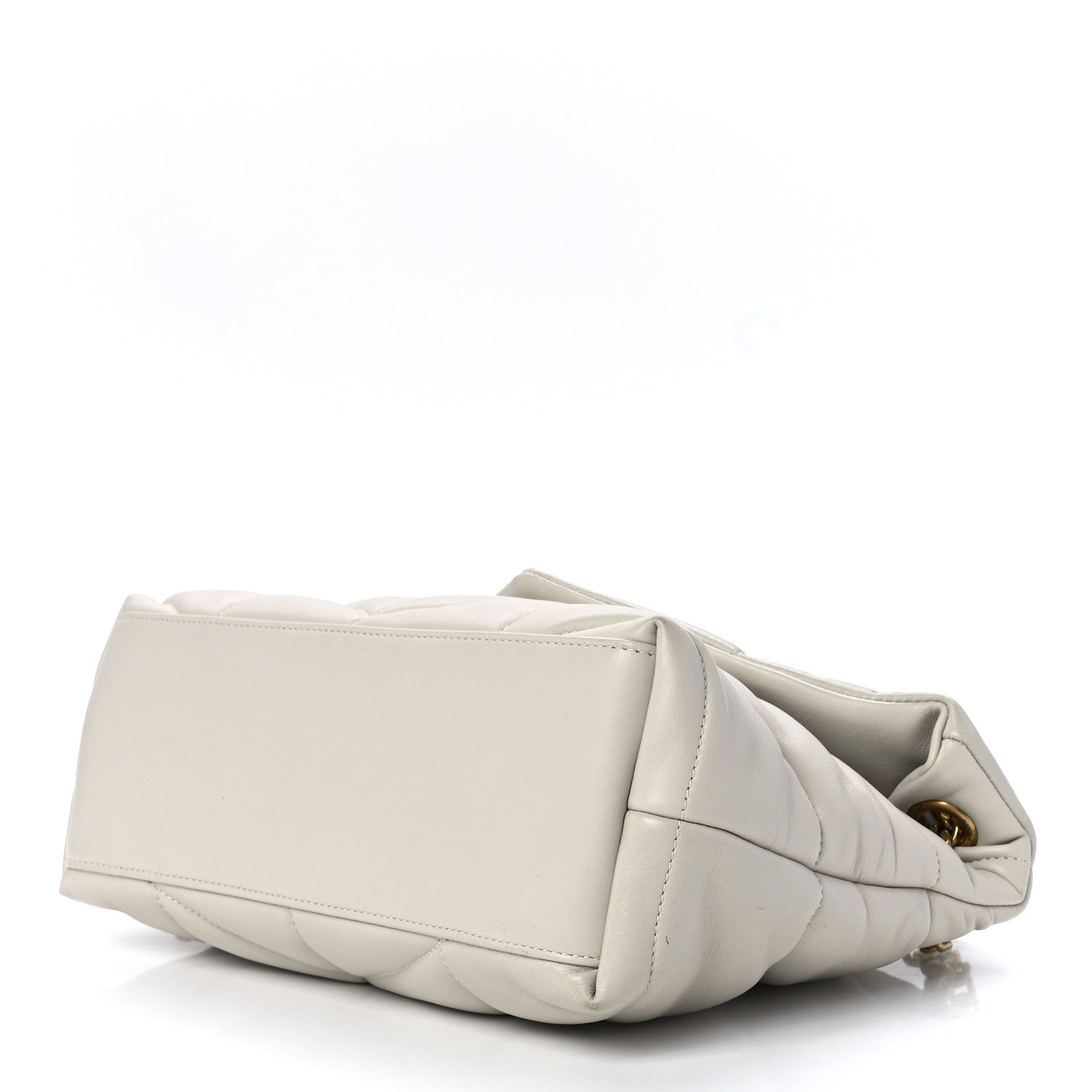 Saint Laurent Lambskin Quilted Small Loulou Puffer Monogram Chain Satchel Blanc Vintage 9 of 12