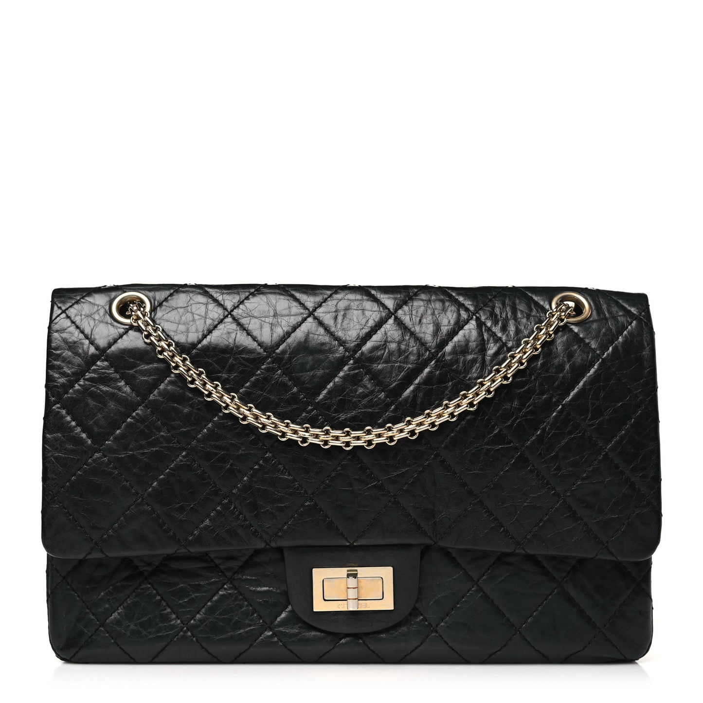 Aged Calfskin Quilted 50th Anniversary 2.55 Reissue 227 Flap Black