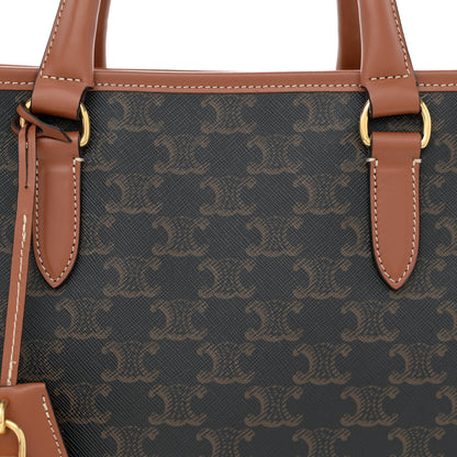 Celine Triomphe Canvas Calfskin Mini Horizontal Cabas Tan 8 of 11