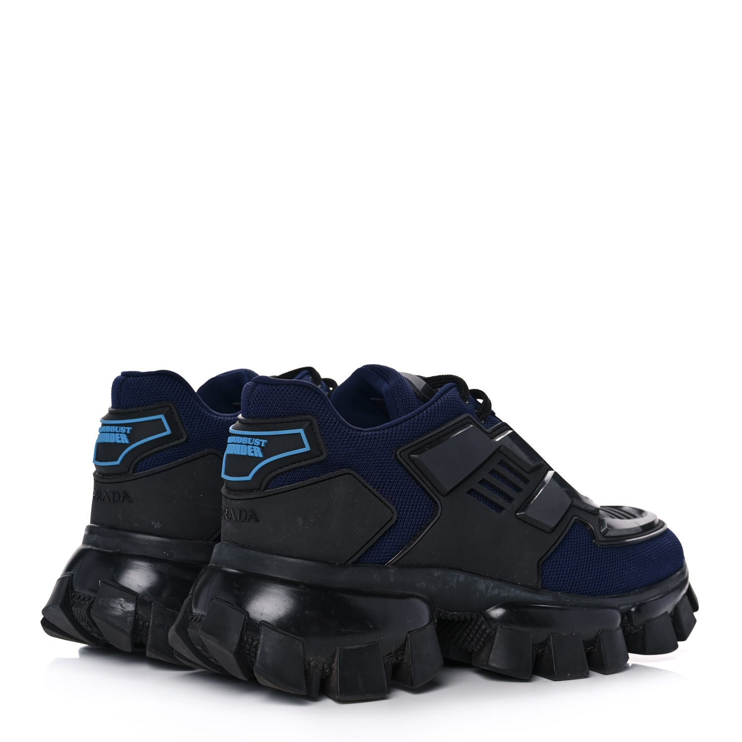 Prada Rubber Knit Fabric Cloudbust Thunder Sneakers 38.5 Navy Black 4 of 8