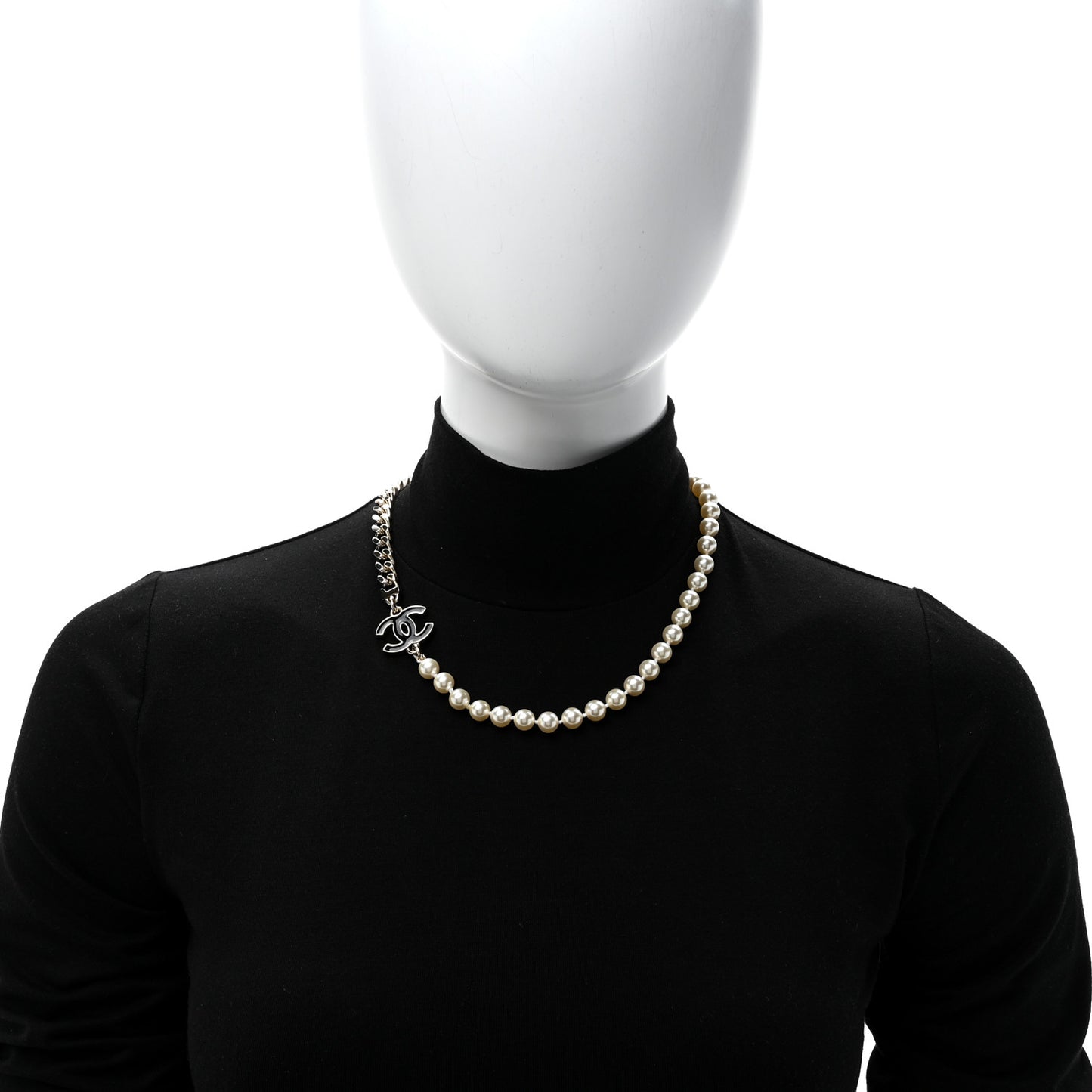 Pearl Resin CC Choker Necklace Gold White Black