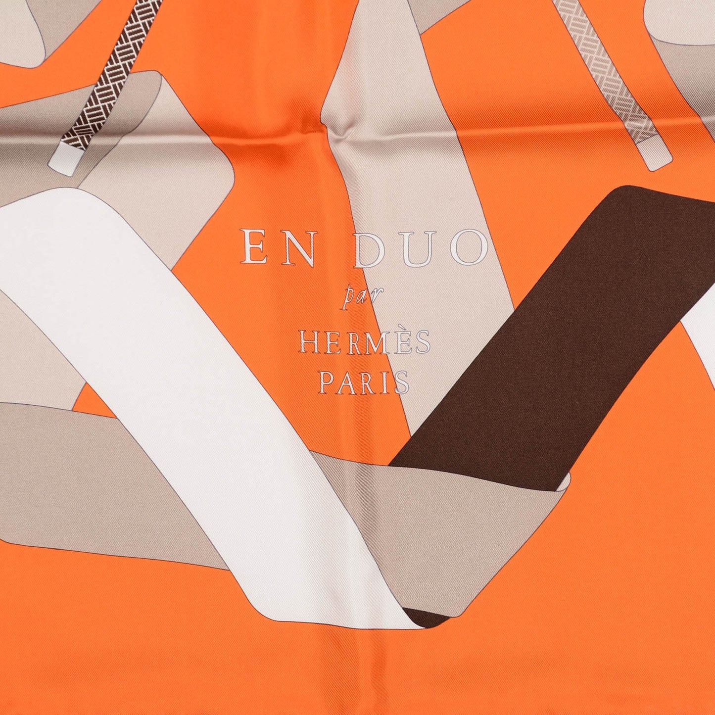 Silk En Duo Scarf 90 Orange Blanc Sepia