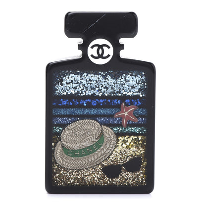 Chanel Resin CC Perfume Bottle Brooch Black Multicolor 1 of 6