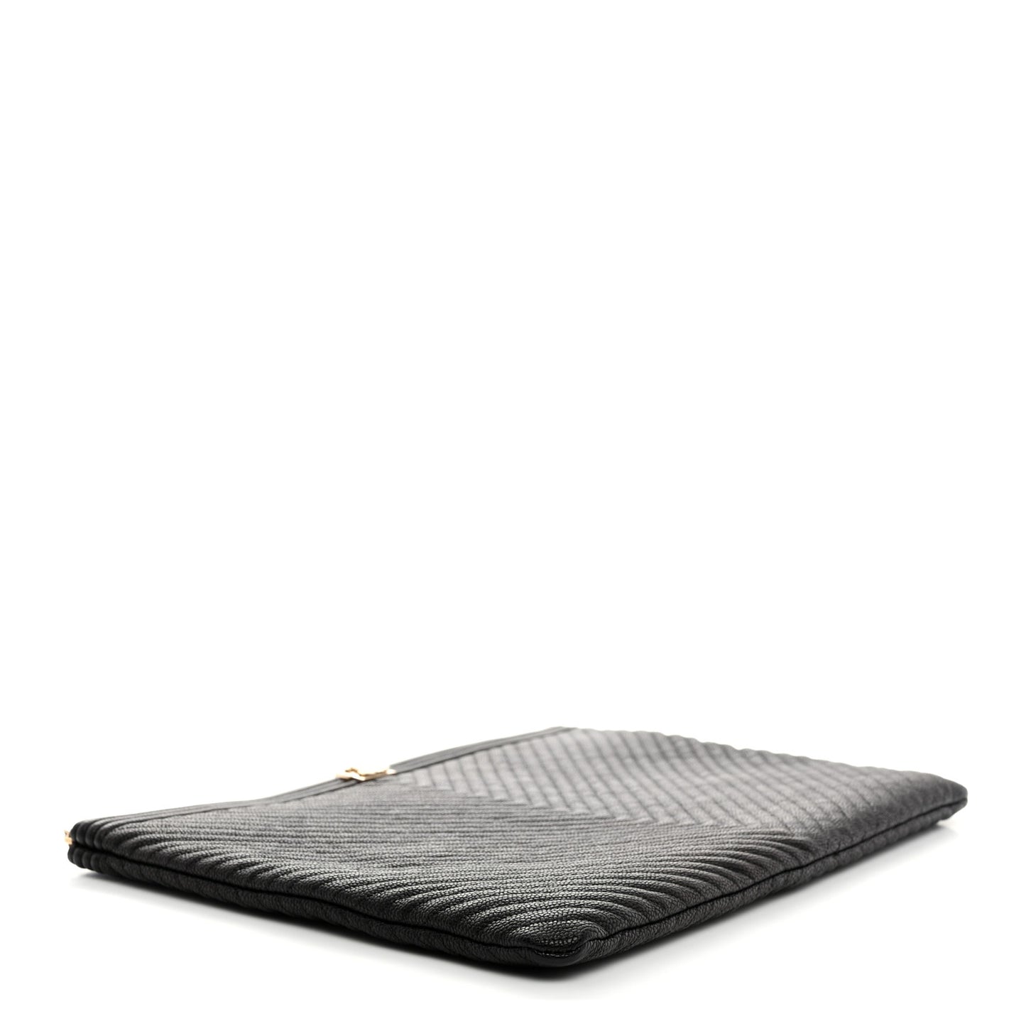 Caviar Chevron Large Boy Cosmetic Case Black