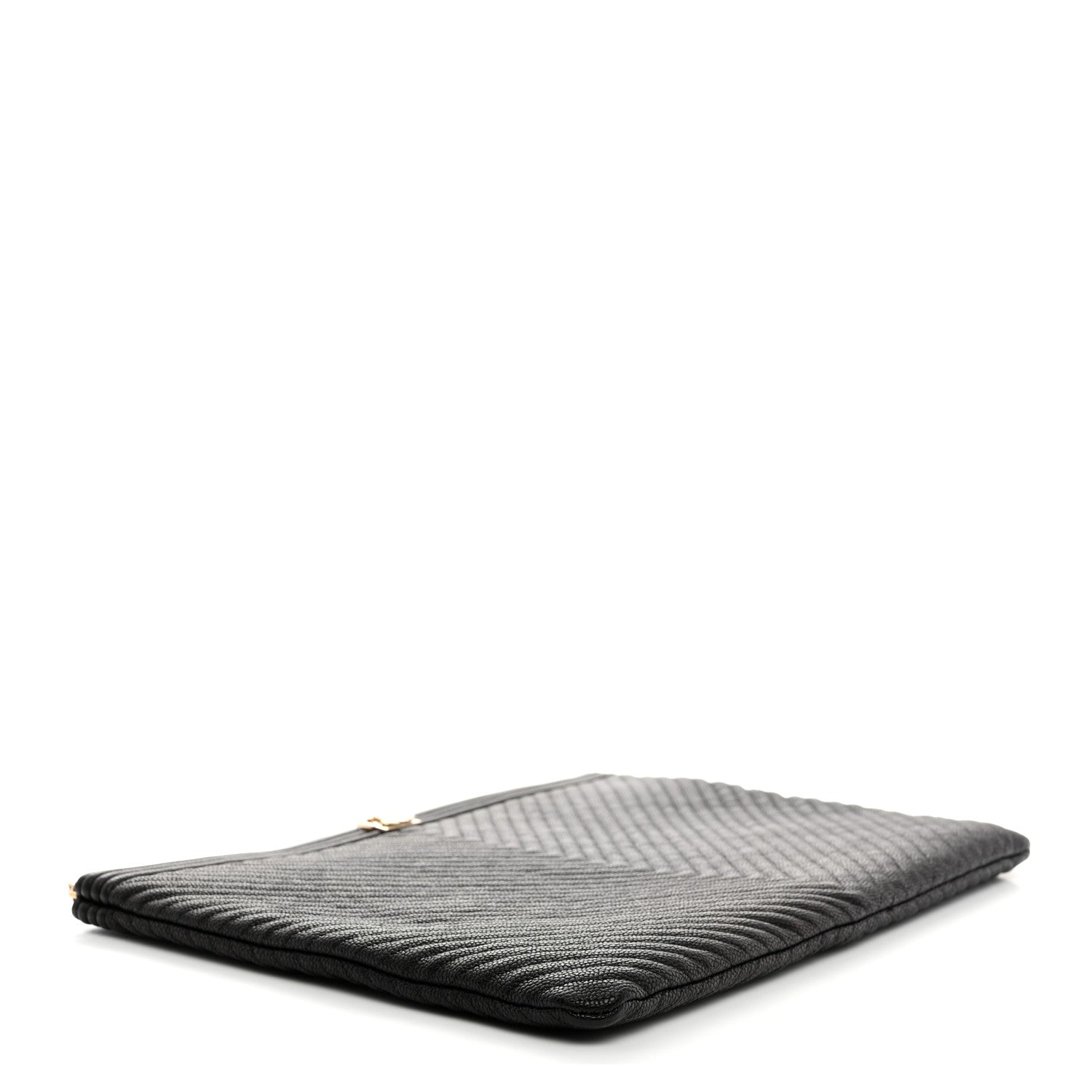 Chanel Caviar Chevron Large Boy Cosmetic Case Black 4 of 8