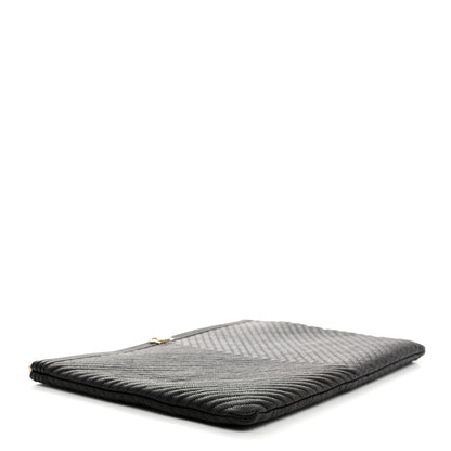 Chanel Caviar Chevron Large Boy Cosmetic Case Black 4 of 8