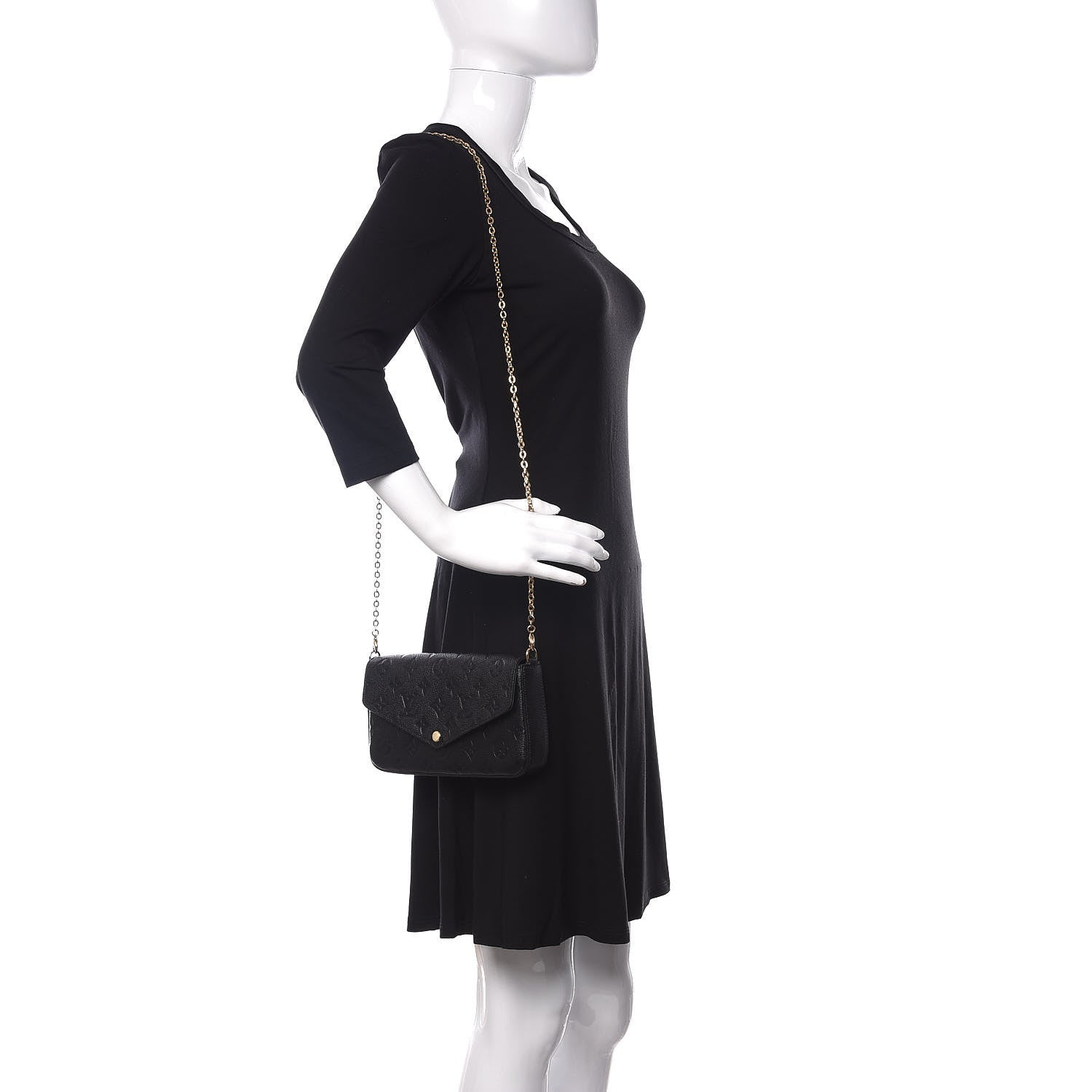 Louis Vuitton Empreinte Pochette Felicie Chain Wallet Black 2 of 11