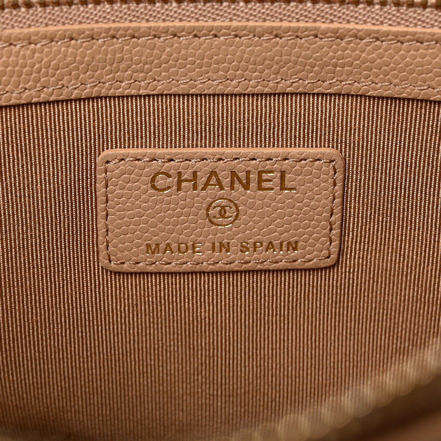 Chanel Caviar Quilted Medium Cosmetic Case Beige 6 of 8