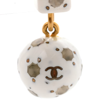 Chanel Soccer Ball CC Drop Earrings White 7 of 8