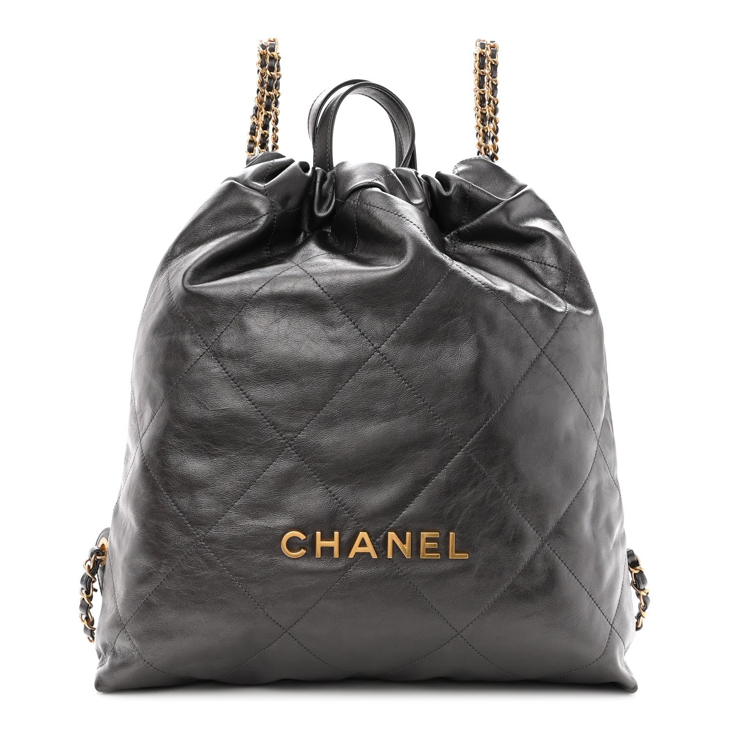 Chanel Metallic Calfskin Quilted Chanel 22 Backpack Ruthenium 1 of 10