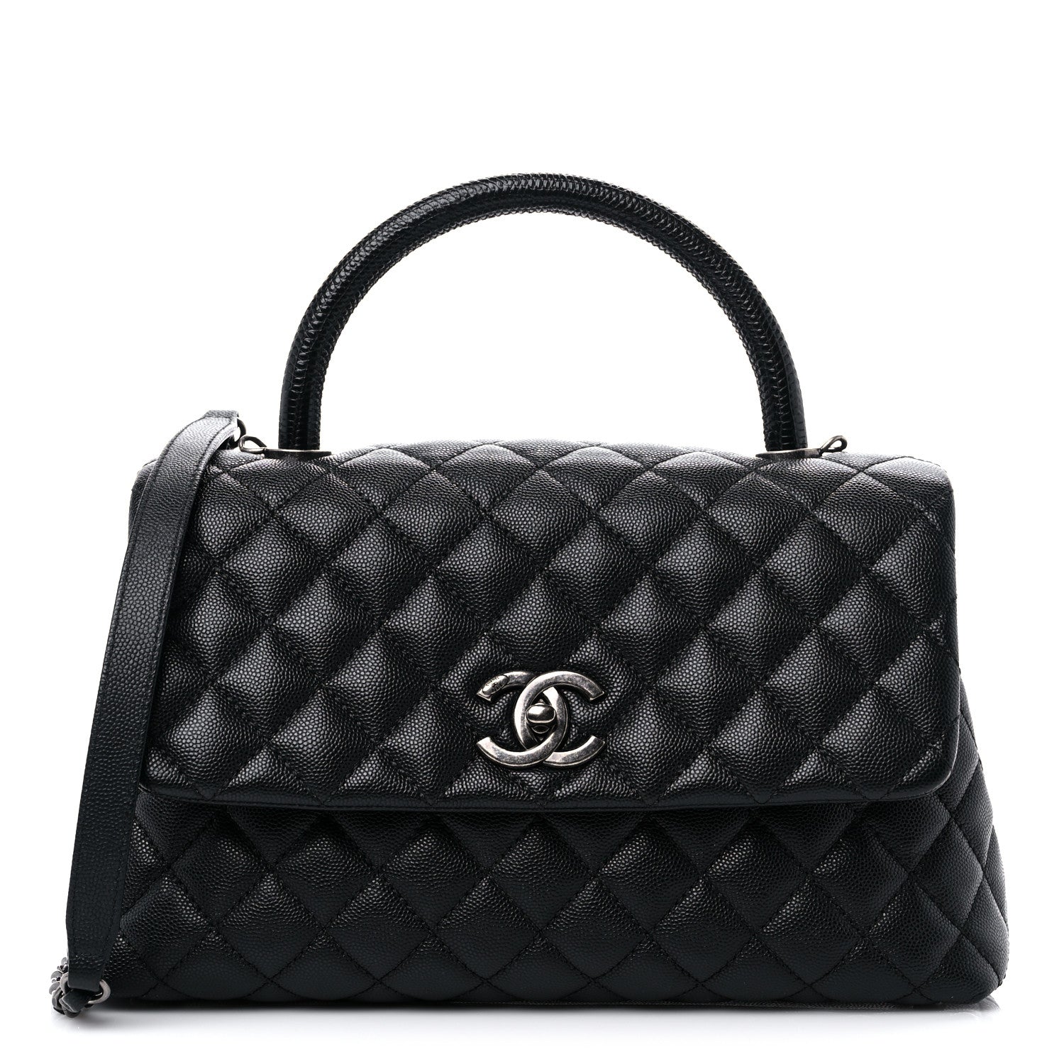 Chanel Caviar Lizard Quilted Small Coco Handle Flap Black 1 of 9