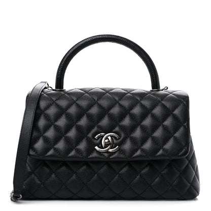 Chanel Caviar Lizard Quilted Small Coco Handle Flap Black 1 of 9