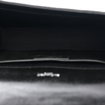 Saint Laurent Grain De Poudre Textured Mixed Matelasse Triquilt Medium Monogram Satchel Black 5 of 10