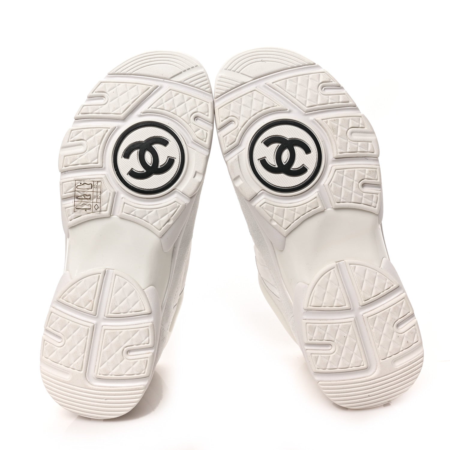 Chanel Suede Calfskin Fabric CC Sneakers 37 White 5 of 7