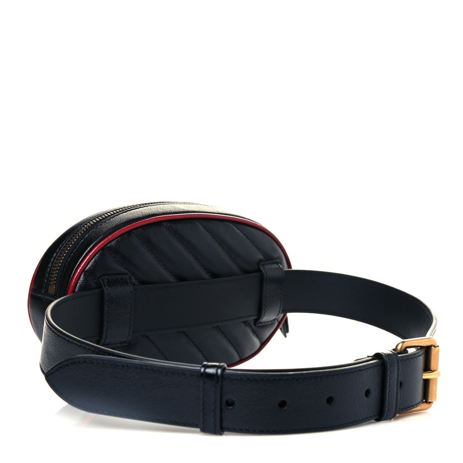 Gucci Azalea Calfskin Matelasse Diagonal Torchon GG Marmont Belt Bag 75 30 Black Romantic Cerise 2 of 11
