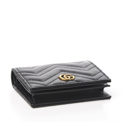 Gucci Calfskin Matelasse GG Marmont Card Case Wallet Black 3 of 7