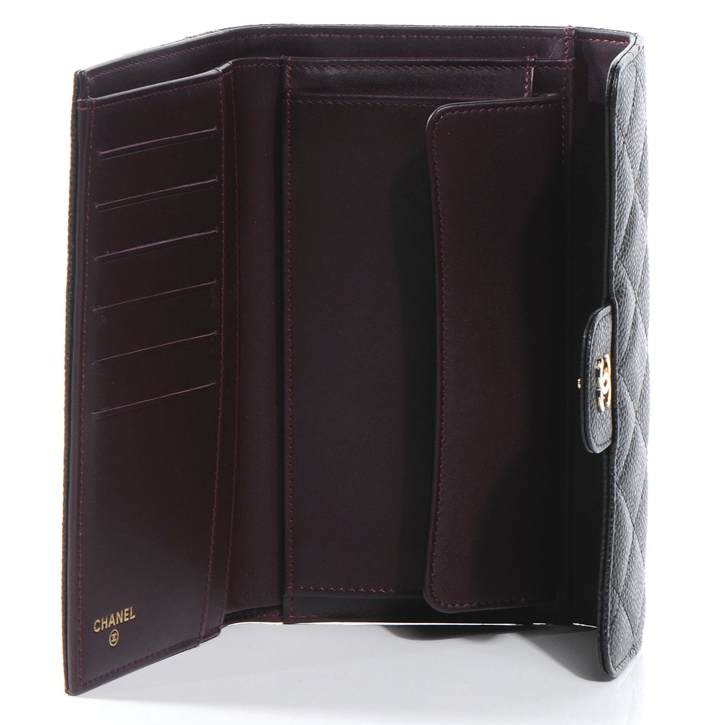 Caviar Quilted Large Flap Wallet Black