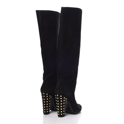 Gucci Suede Studded Jacquelyne Knee High Boots 36.5 Black 4 of 9