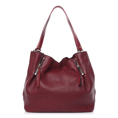 Burberry Grainy Calfskin House Check Medium Maidstone Burgundy Red 1 of 13