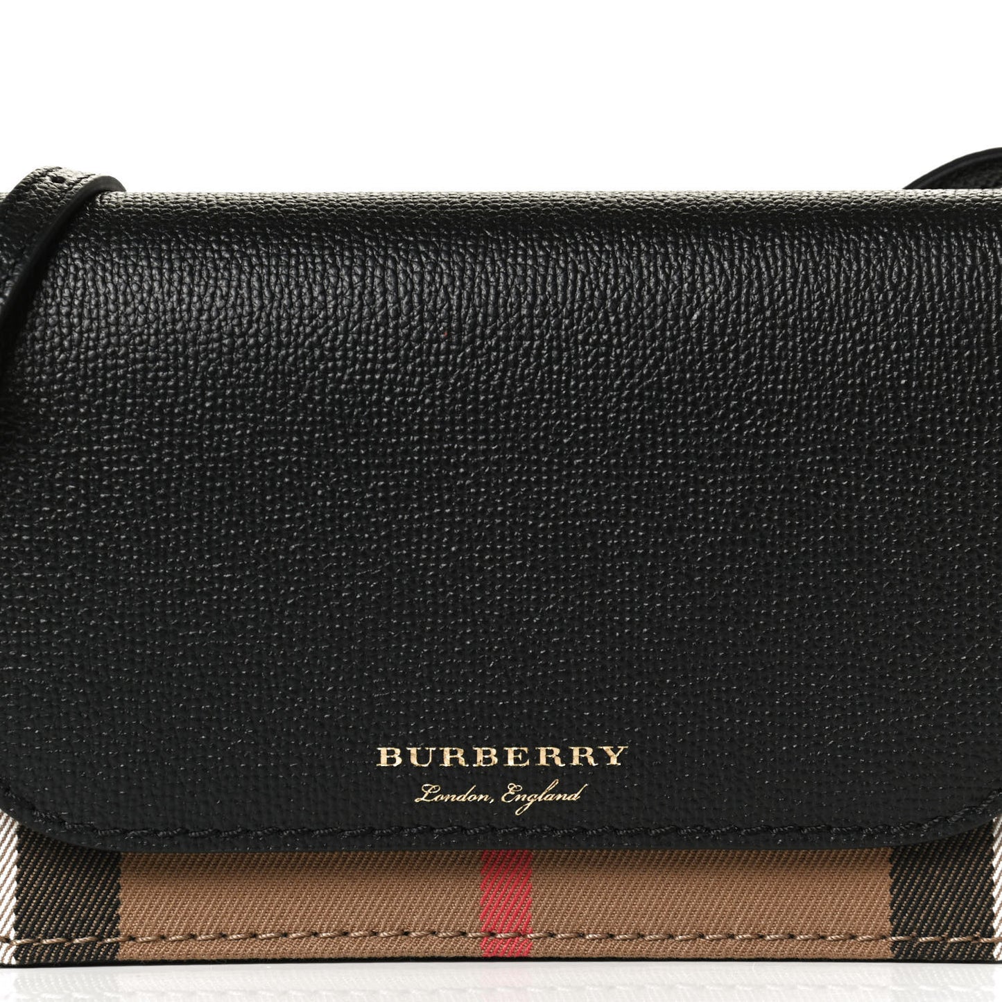 Grained Calfskin House Check Tartan Mix Hampshire Wallet On Chain Black
