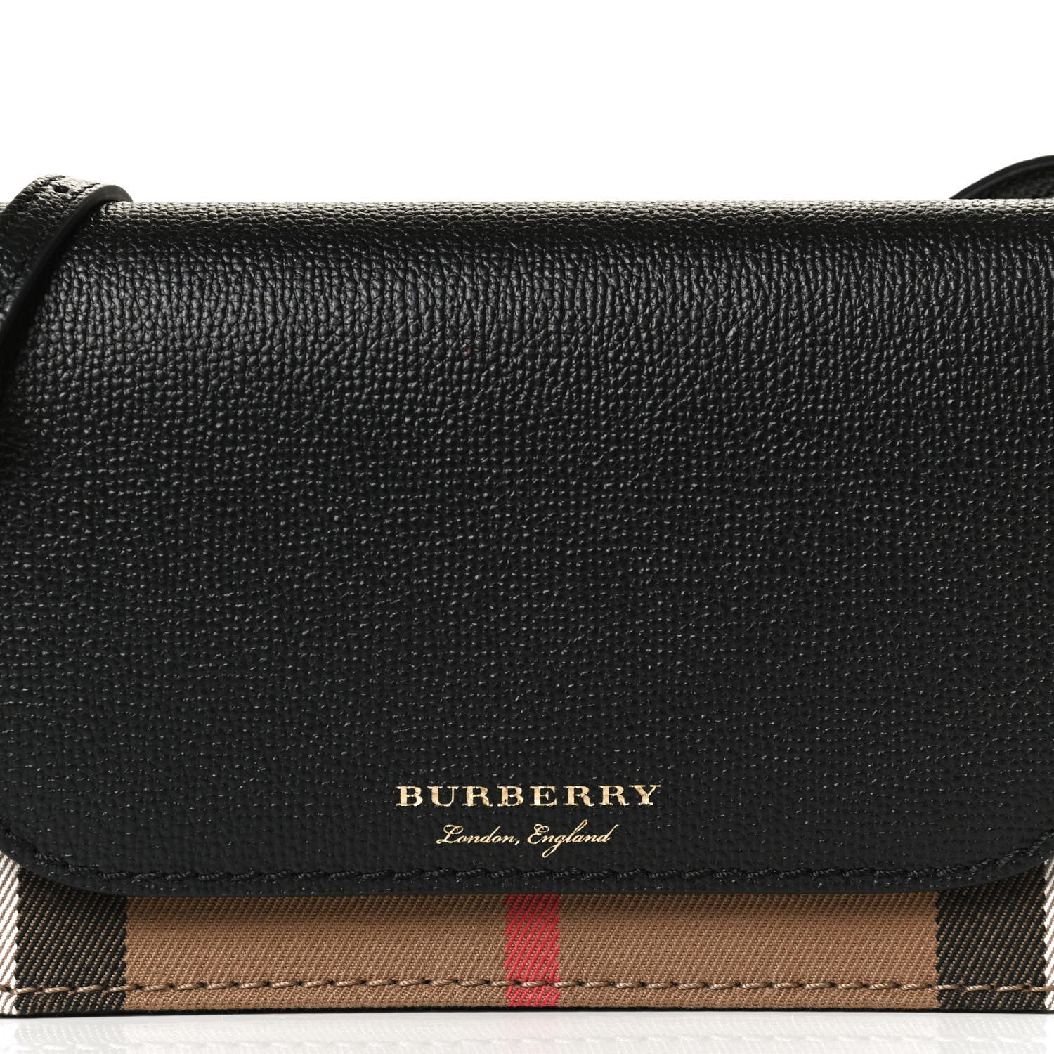 Burberry Grained Calfskin House Check Tartan Mix Hampshire Wallet On Chain Black 8 of 12