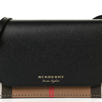 Burberry Grained Calfskin House Check Tartan Mix Hampshire Wallet On Chain Black 8 of 12
