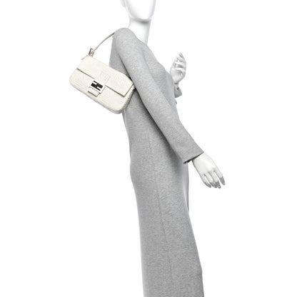Fendi Nappa Logo Embossed Baguette White 2 of 13