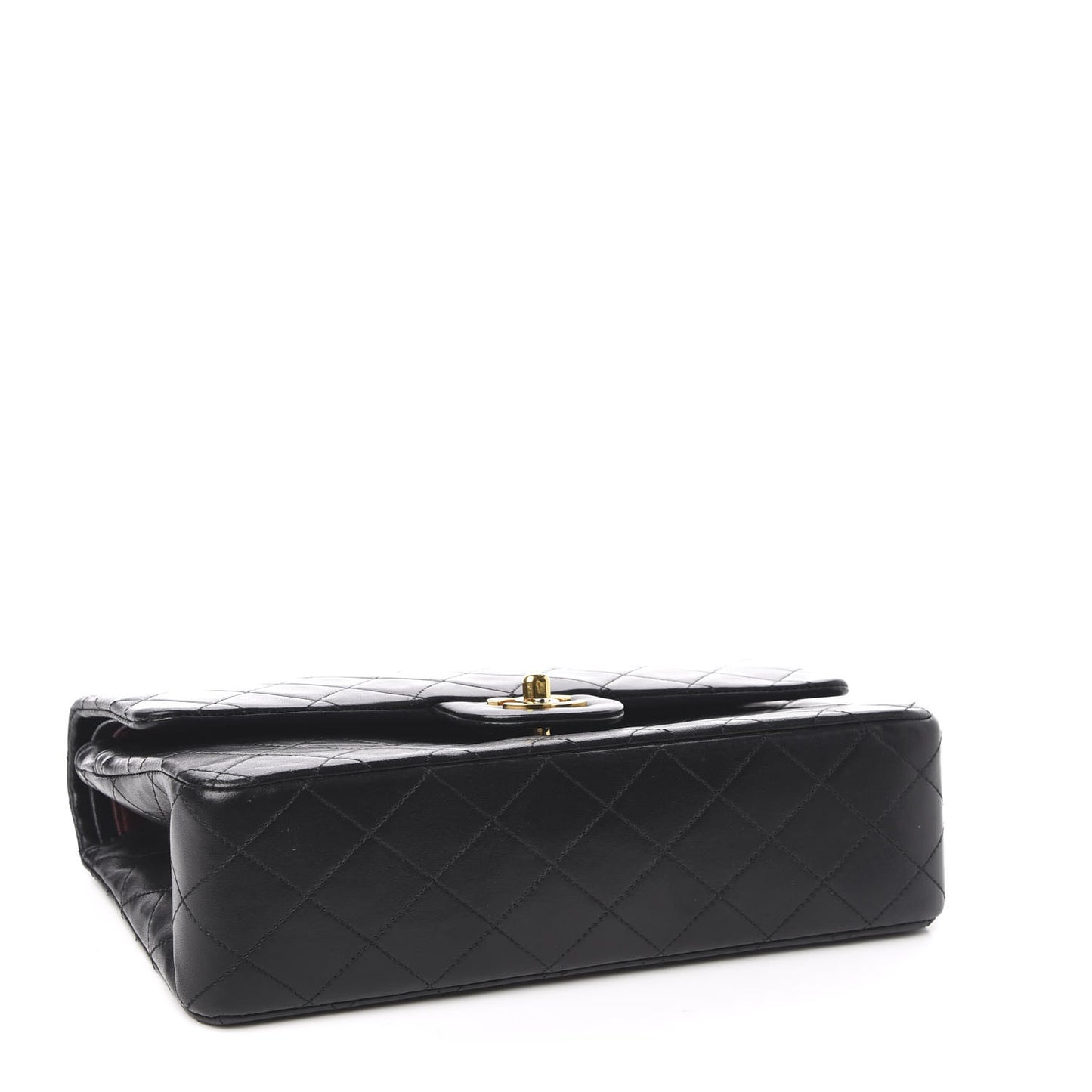 Lambskin Quilted Medium Double Flap Black