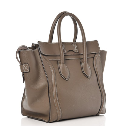 Celine Drummed Calfskin Mini Luggage Souris 3 of 11