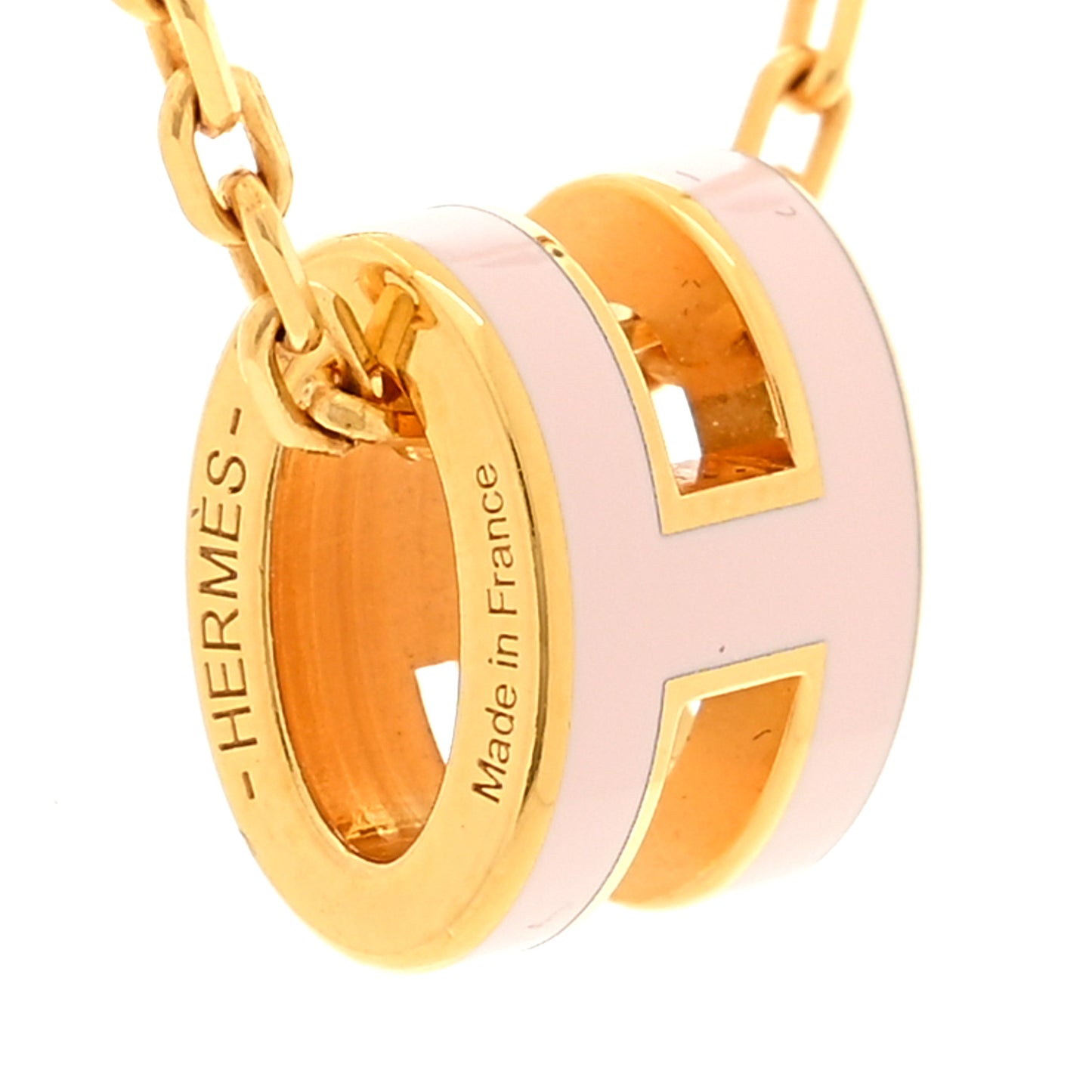 Lacquered Rose Gold Mini Pop H Pendant Necklace Rose Dragee