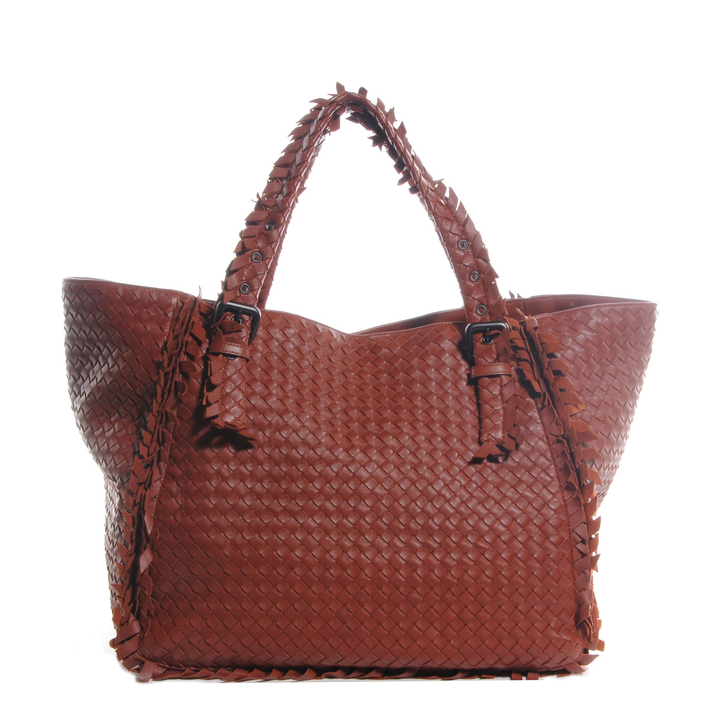 Nappa Intrecciato Large Fringe Tote Rust