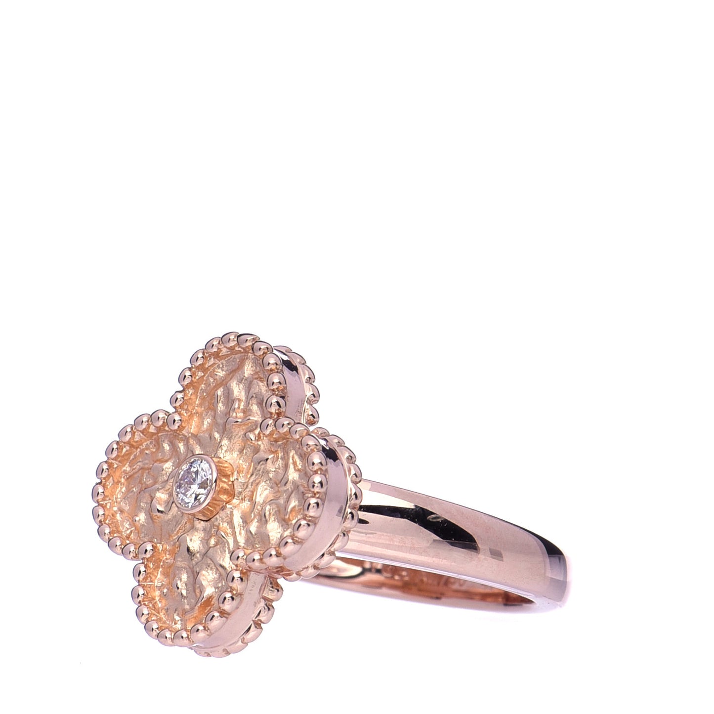 18K Rose Gold Diamond Vintage Alhambra Ring 47 4