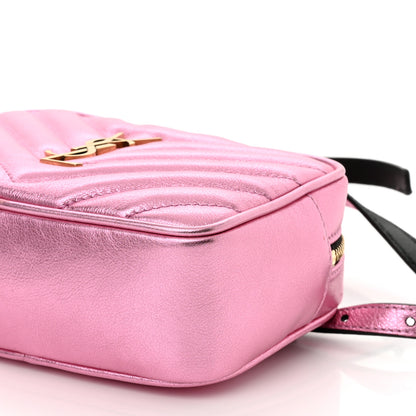 Saint Laurent Metallic Calfskin Matelasse Monogram Lou Belt Bag Vegas Pink 10 of 10