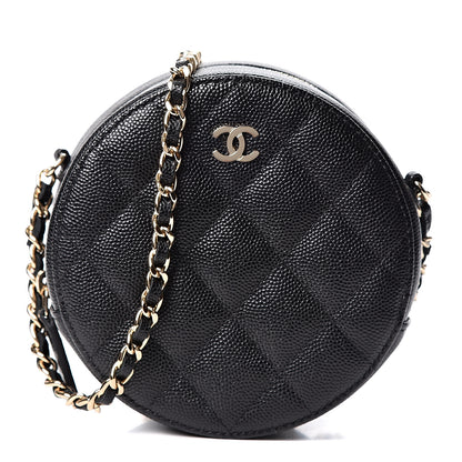 Chanel Caviar Quilted Round Clutch With Chain Black 1 of 9