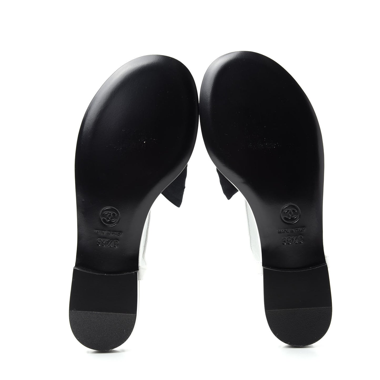 Lambskin Crystal Chain CC Logo Thong Sandals 35.5 White