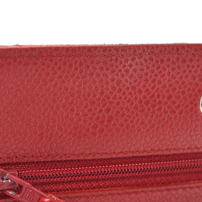 Chanel Caviar Quilted Wallet On Chain WOC Red 10 of 11