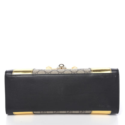 Gucci GG Supreme Monogram Small Osiride Top Handle Bag Black Gold 9 of 11