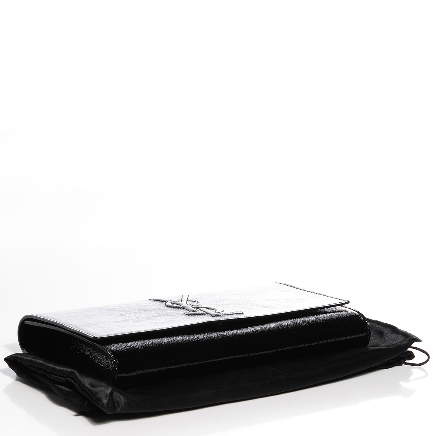 Textured Patent Monogram Large Belle De Jour Clutch Black