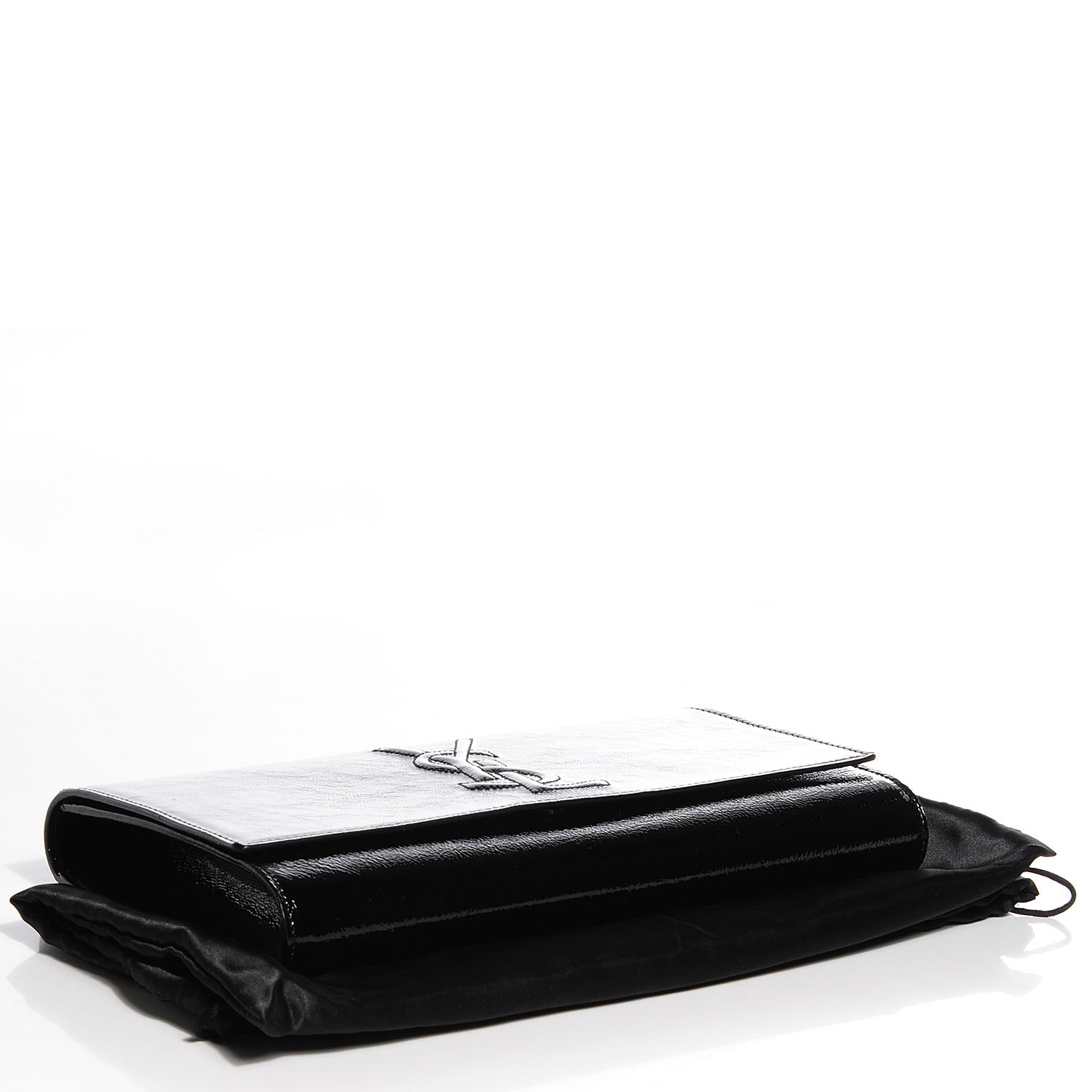 Saint Laurent Textured Patent Monogram Large Belle De Jour Clutch Black 4 of 7