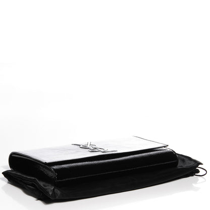 Saint Laurent Textured Patent Monogram Large Belle De Jour Clutch Black 4 of 7