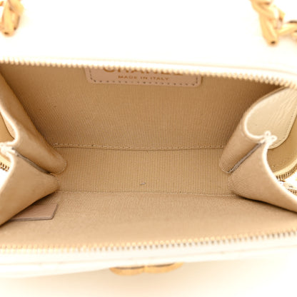Chanel Crumpled Calfskin Quilted Mini Get Round Top Handle Vanity Case White 5 of 11