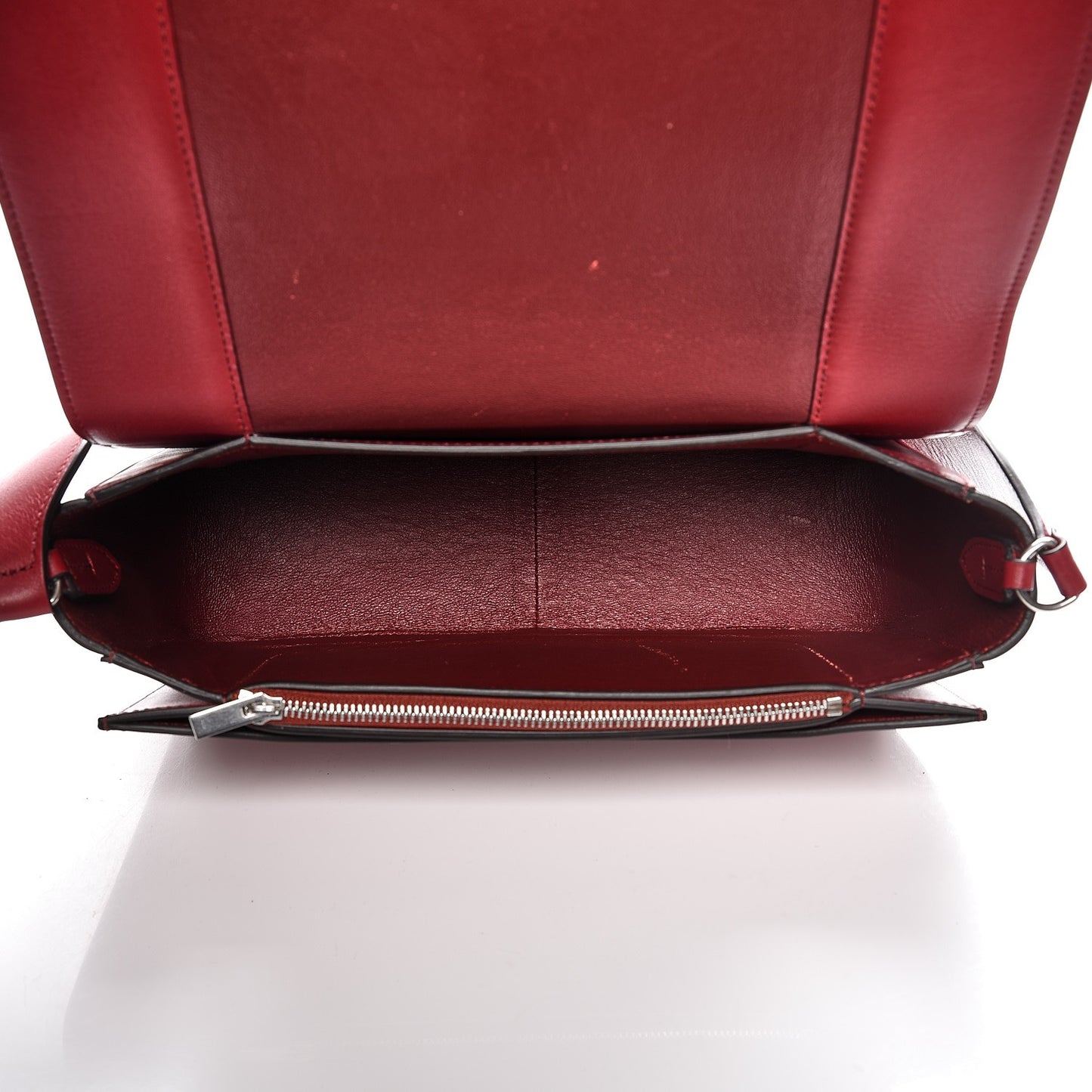 Shiny Smooth Calfskin Medium Frame Shoulder Bag Red Navy
