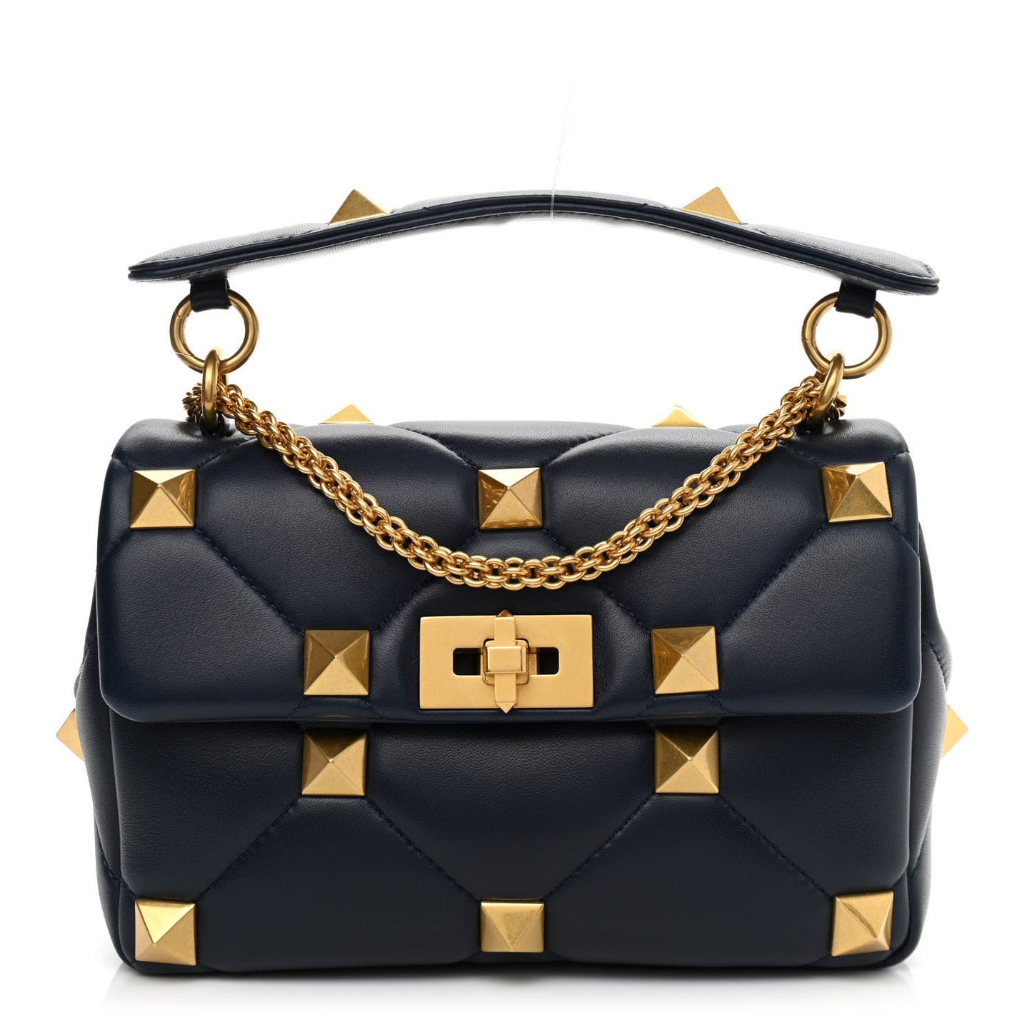 Nappa Medium Roman Stud Shoulder Bag Navy