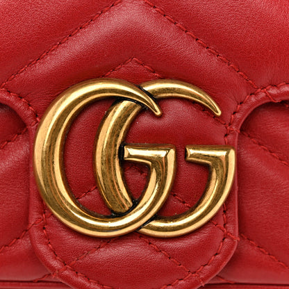 Gucci Calfskin Matelasse Super Mini GG Marmont Shoulder Bag Hibiscus Red 13 of 16